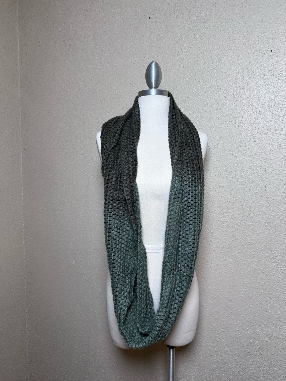 Ombre Knit Infinity Scarf in Charcoal to Teal